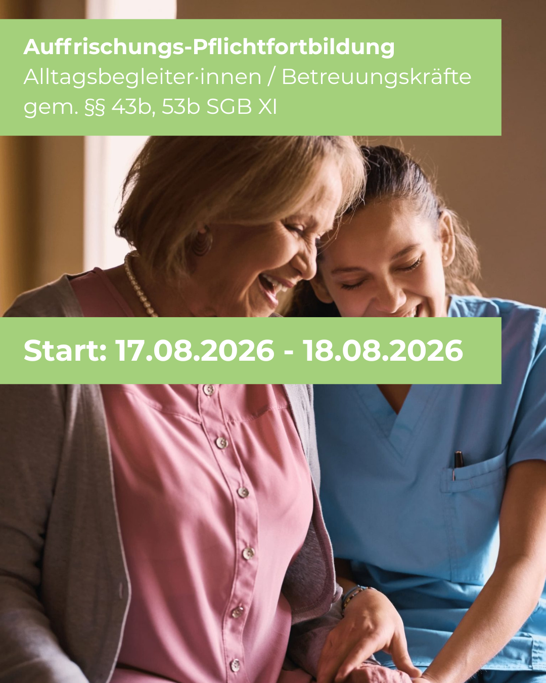 Auffrischungs-Pflichtfortbildung – Alltagsbegleiter·innen / Betreuungskräfte gem. §§ 43b, 53b SGB XI – 08.06.2026 – 09.06.2026 – APBK012026-S
