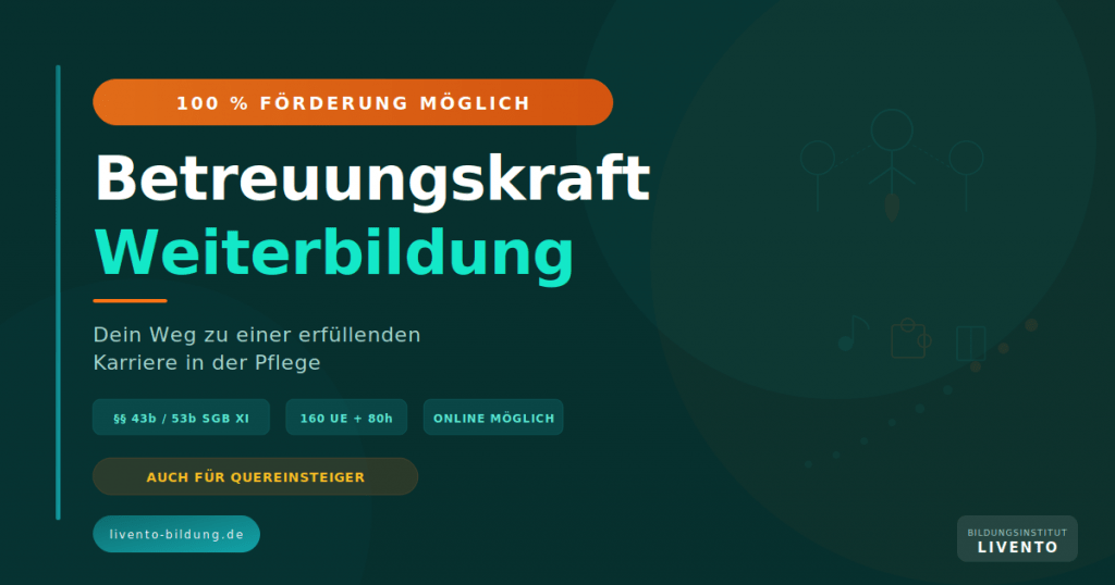 Betreuungskraft Weiterbildung 2026 – Ratgeber zu Ausbildung nach §§ 43b/53b SGB XI mit 100 % Förderung von LIVENTO Bildungsinstitut