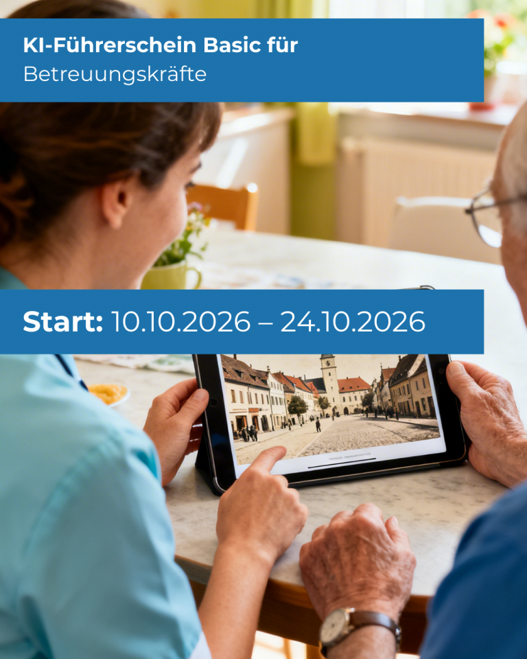 KI-Führerschein Basic für Betreuungskräfte (16 US) – 10.10.2026 – 24.10.2026 – KIBK012026